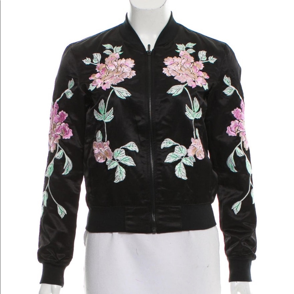 3x1 NYC Satin Floral Embroidered Jacket Size XSmall